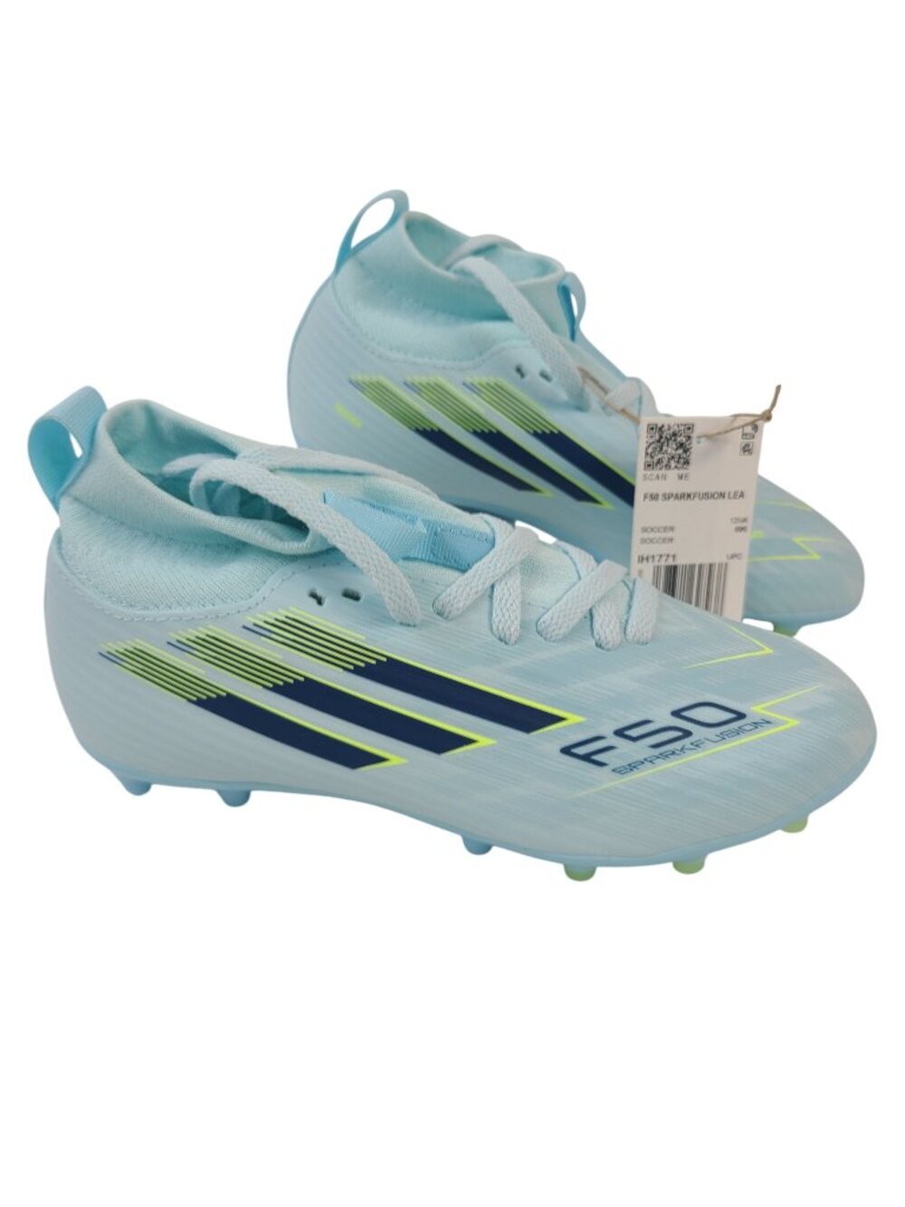 NEW F50 Sparkfusion League FG Soccer Cleats US 1 Youth Light Blue Neon Green